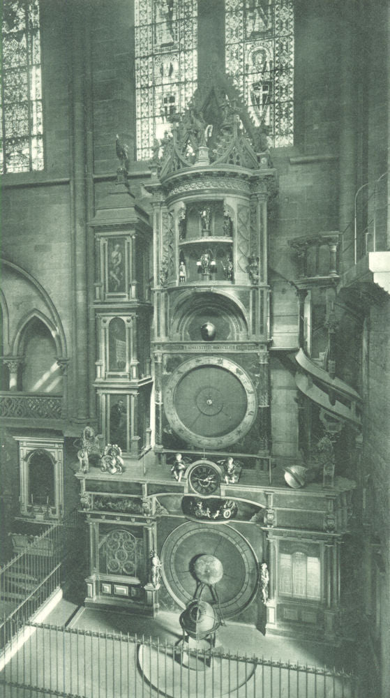 BAS-RHIN. Strasbourg- Horloge de la Cathedrale 1929 old vintage print picture